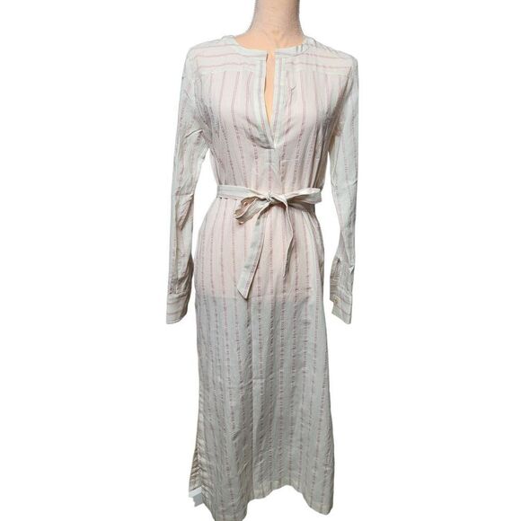Lemlem Pink and White Long Sleeve Kaftan - Picture 1 of 5